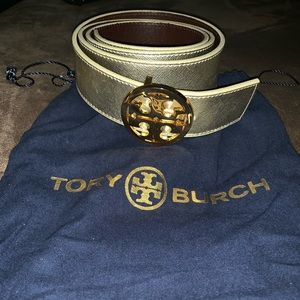 Tory Burch Gold/Brown Reversible Belt